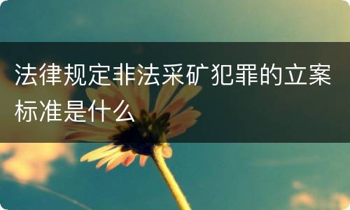 法律规定非法采矿犯罪的立案标准是什么