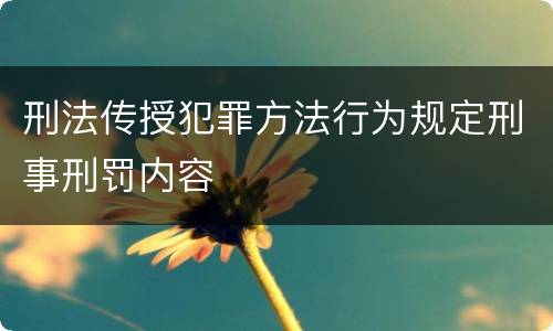 刑法传授犯罪方法行为规定刑事刑罚内容