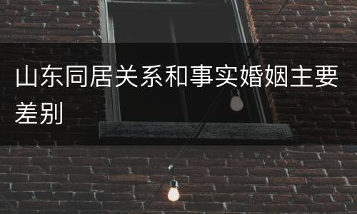 山东同居关系和事实婚姻主要差别