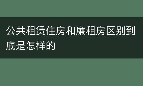 公共租赁住房和廉租房区别到底是怎样的
