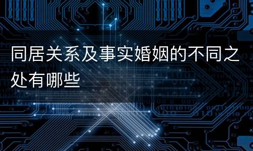 同居关系及事实婚姻的不同之处有哪些