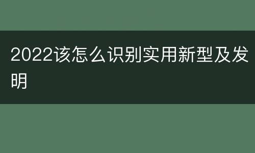 2022该怎么识别实用新型及发明