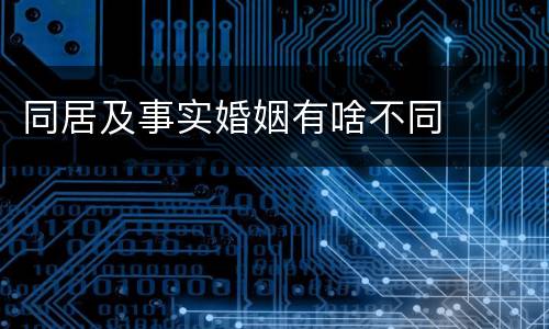 同居及事实婚姻有啥不同