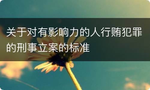 关于对有影响力的人行贿犯罪的刑事立案的标准