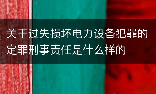 关于过失损坏电力设备犯罪的定罪刑事责任是什么样的