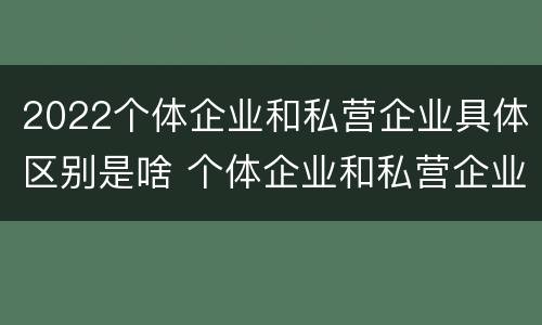 2022个体企业和私营企业具体区别是啥 个体企业和私营企业有什么区别