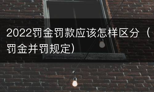 2022罚金罚款应该怎样区分（罚金并罚规定）