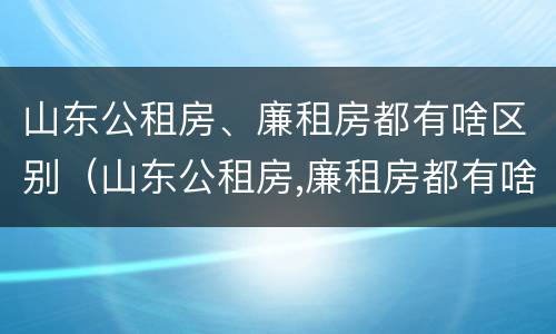 山东公租房、廉租房都有啥区别（山东公租房,廉租房都有啥区别啊）