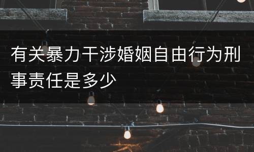 有关暴力干涉婚姻自由行为刑事责任是多少