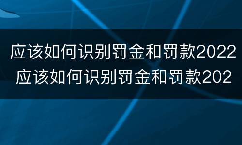 应该如何识别罚金和罚款2022 应该如何识别罚金和罚款2022年7月