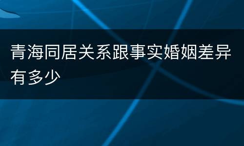 青海同居关系跟事实婚姻差异有多少