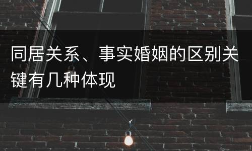 同居关系、事实婚姻的区别关键有几种体现