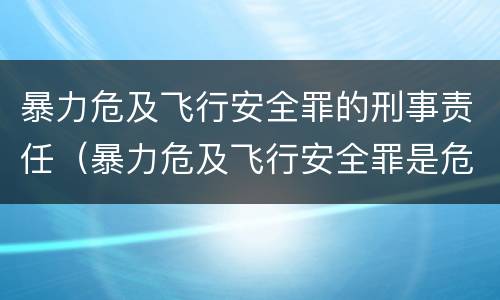 暴力危及飞行安全罪的刑事责任（暴力危及飞行安全罪是危险犯吗）