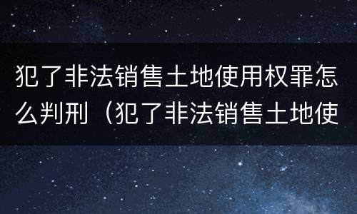 犯了非法销售土地使用权罪怎么判刑（犯了非法销售土地使用权罪怎么判刑呢）