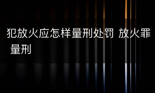犯放火应怎样量刑处罚 放火罪 量刑