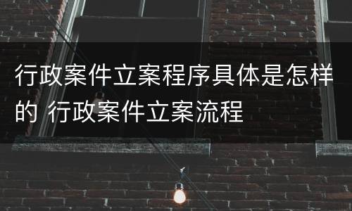 行政案件立案程序具体是怎样的 行政案件立案流程