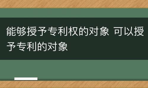 能够授予专利权的对象 可以授予专利的对象