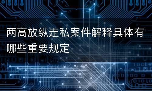 两高放纵走私案件解释具体有哪些重要规定