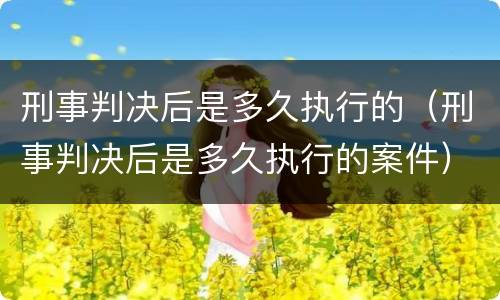 刑事判决后是多久执行的（刑事判决后是多久执行的案件）