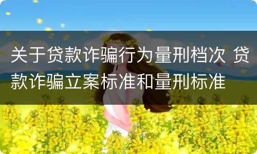 关于贷款诈骗行为量刑档次 贷款诈骗立案标准和量刑标准