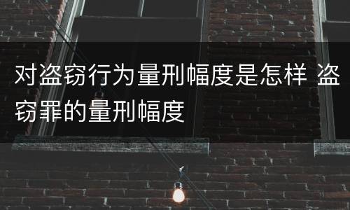 对盗窃行为量刑幅度是怎样 盗窃罪的量刑幅度