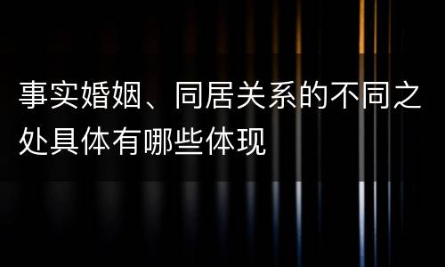 事实婚姻、同居关系的不同之处具体有哪些体现