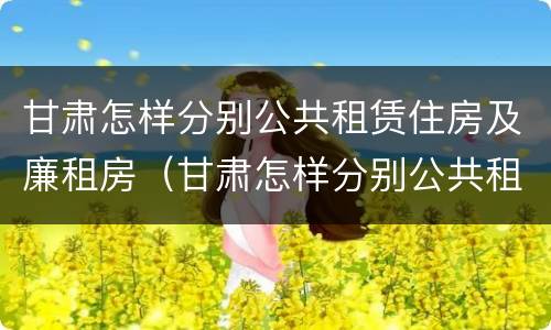 甘肃怎样分别公共租赁住房及廉租房（甘肃怎样分别公共租赁住房及廉租房呢）