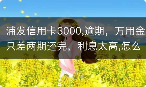 浦发信用卡3000,逾期，万用金只差两期还完，利息太高,怎么处理好