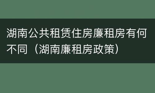 湖南公共租赁住房廉租房有何不同（湖南廉租房政策）
