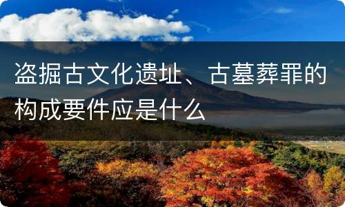 盗掘古文化遗址、古墓葬罪的构成要件应是什么