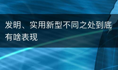 发明、实用新型不同之处到底有啥表现