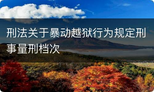 刑法关于暴动越狱行为规定刑事量刑档次