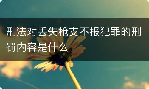 刑法对丢失枪支不报犯罪的刑罚内容是什么