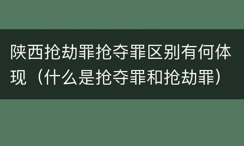 陕西抢劫罪抢夺罪区别有何体现（什么是抢夺罪和抢劫罪）