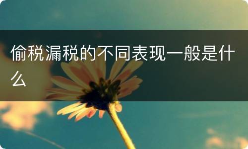 偷税漏税的不同表现一般是什么