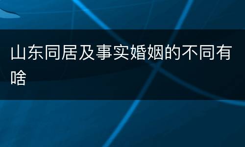山东同居及事实婚姻的不同有啥