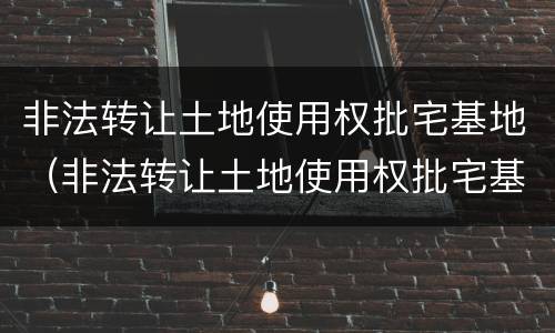 非法转让土地使用权批宅基地（非法转让土地使用权批宅基地怎么办）