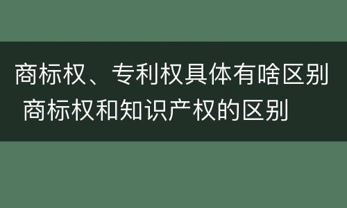 商标权、专利权具体有啥区别 商标权和知识产权的区别