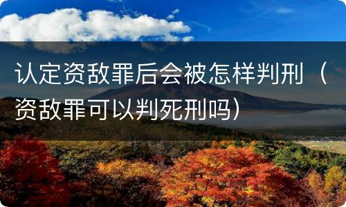 认定资敌罪后会被怎样判刑（资敌罪可以判死刑吗）