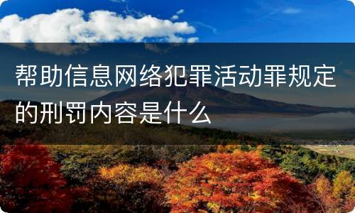 帮助信息网络犯罪活动罪规定的刑罚内容是什么