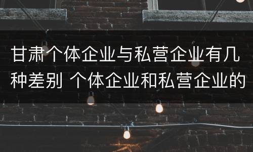 甘肃个体企业与私营企业有几种差别 个体企业和私营企业的区别