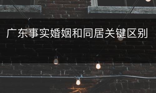 广东事实婚姻和同居关键区别