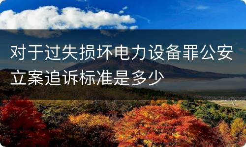 对于过失损坏电力设备罪公安立案追诉标准是多少