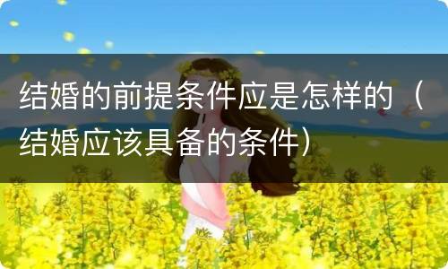 结婚的前提条件应是怎样的（结婚应该具备的条件）