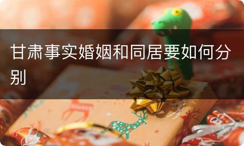 甘肃事实婚姻和同居要如何分别