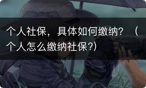 个人社保，具体如何缴纳？（个人怎么缴纳社保?）