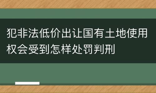 犯非法低价出让国有土地使用权会受到怎样处罚判刑