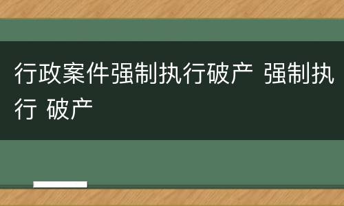 行政案件强制执行破产 强制执行 破产