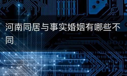 河南同居与事实婚姻有哪些不同
