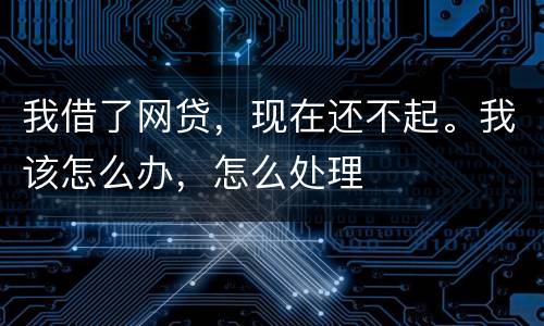 我借了网贷，现在还不起。我该怎么办，怎么处理